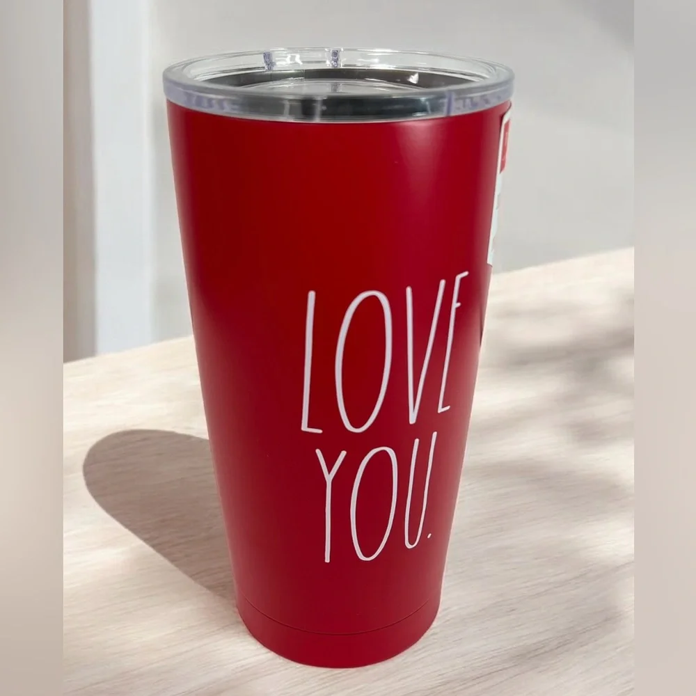 Rae Dunn Love You Red Tumbler w/Lid TM077 BPA-Free Stainless Steel 17oz/500 ml